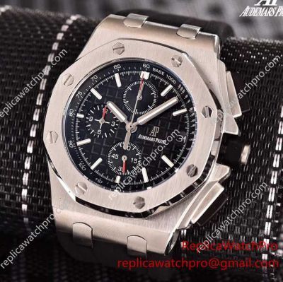 Audemars Piguet Replica Parts Stainless Steel Black Chronograph Rubber Band